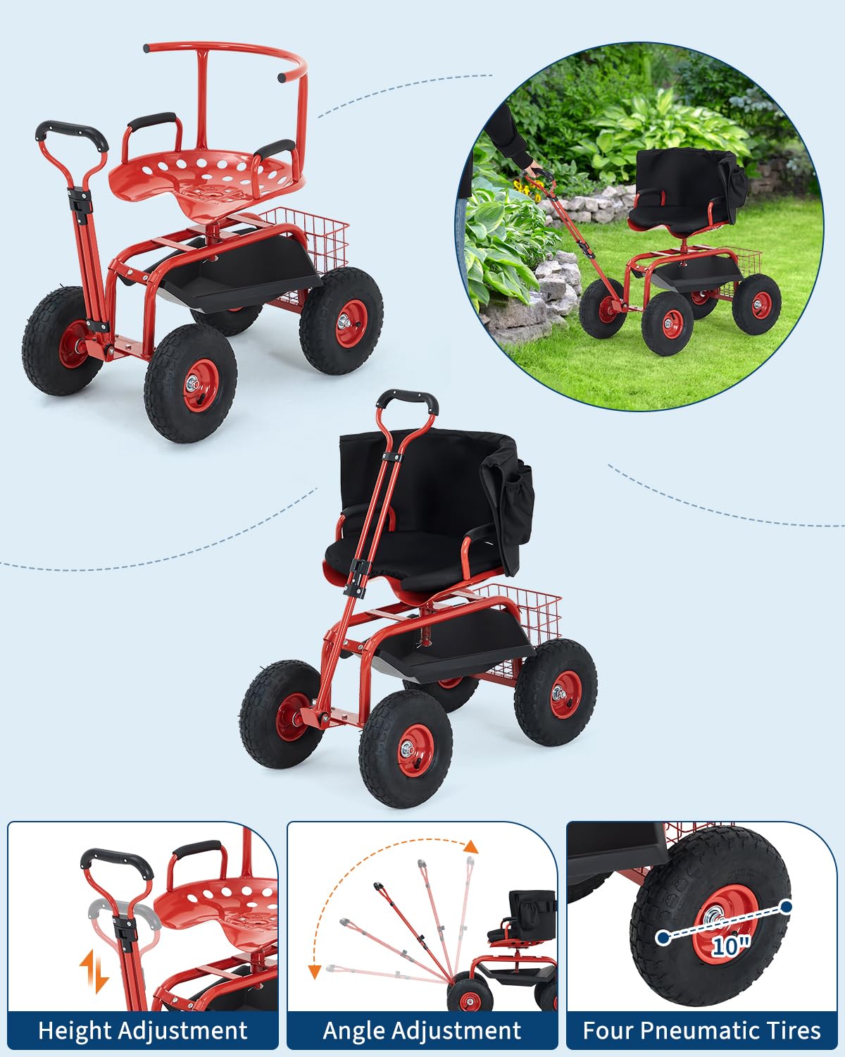Прочная садовая тележка с вращ – обзор и цена Gardening Tools Basket